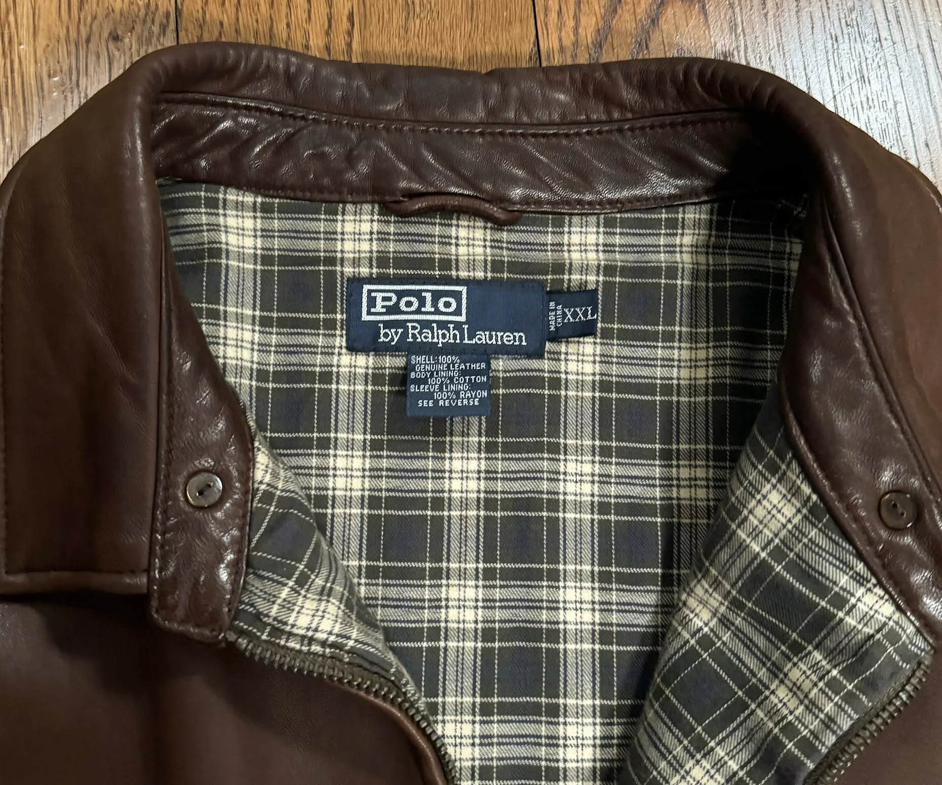 Vintage Polo Ralph Lauren Pony Brown Leather Jacket (Size XL